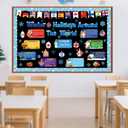 Funrous 71 Pcs Winter Bulletin Board Set Holidays Around the World Board with Christmas Chinese New Year Kwanzaa Diwali Hanukkah Winter Solstice Cutouts for Xmas Party School Classroom Home Wall Decor