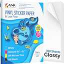 Printable Vinyl Sticker Paper for Laser Printer - Glossy White -  Waterproof Decal Paper - Standard Letter Size 8.5"x11"
