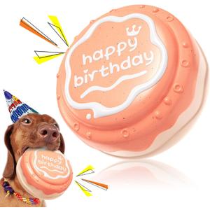 Large Size Cake Squeaky Dog Toy for Medium/Large Dogs Breed Aggressive Chewers Durable Bouncy Pink Squeak Toys