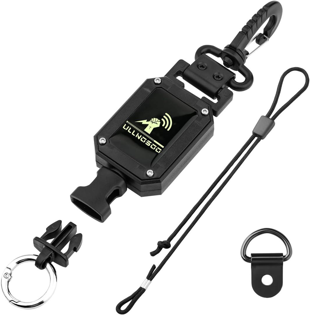 3 x Luminous CB Mic Holder, Retractable 360 Rotatable Microphone Hanger Keeper CB Radio Accessory, Heavy-Duty Tether 32" Stainless Steel Cord with Adjustable Mount Kit for Truck Night Driving
