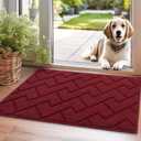 hicorfe Front Door Mat Outside Entrance,20"x31.5" Absorbent Muddy Dirt Resist Welcome Door Mats Outdoor Indoor,Stain and Fade Resistant,Non Slip Backing Entry Mat Doormat for Entryway(Red)