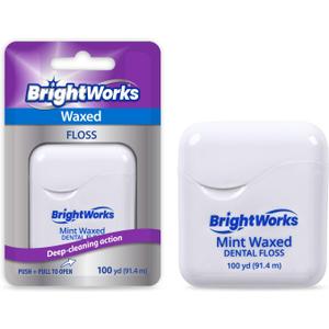 BrightWorks Dental Floss Mint Waxed - 100 Yards (Pack of 4)