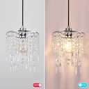 H11.81''X D8.66'' Chandelier Shades, Mini Crystal Shade, Acrylic Beaded Hanging Lampshade, Modern Pendant Light Shades, Sparkling Ceiling Decor for Bedroom, Hallway, Bar, Kitchen, Bathroom, 2-Tiers