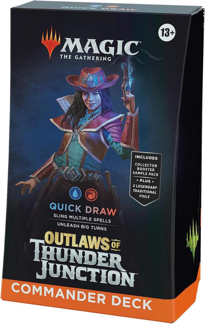Magic: The Gathering Outlaws of Thunder Junction Commander Deck - Quick Draw (100-Card Deck, 2-Card Collector Booster Sample Pack + Accessories)