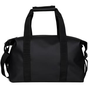 RAINS Hilo Weekend Bag Small - Black Waterproof Travel Duffel for Men and Women - Compact Black Duffle with Coated Zip, Adjustable Strap, Compression Straps 