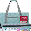 ZGME American Mahjong Set,166 White Tiles with Blue Rectangular Bag and Accessories,4 All-in-One Mahjong Racks with Pushers,Complete Western Mahjong Set, 1.2" 0.9" 0.5"