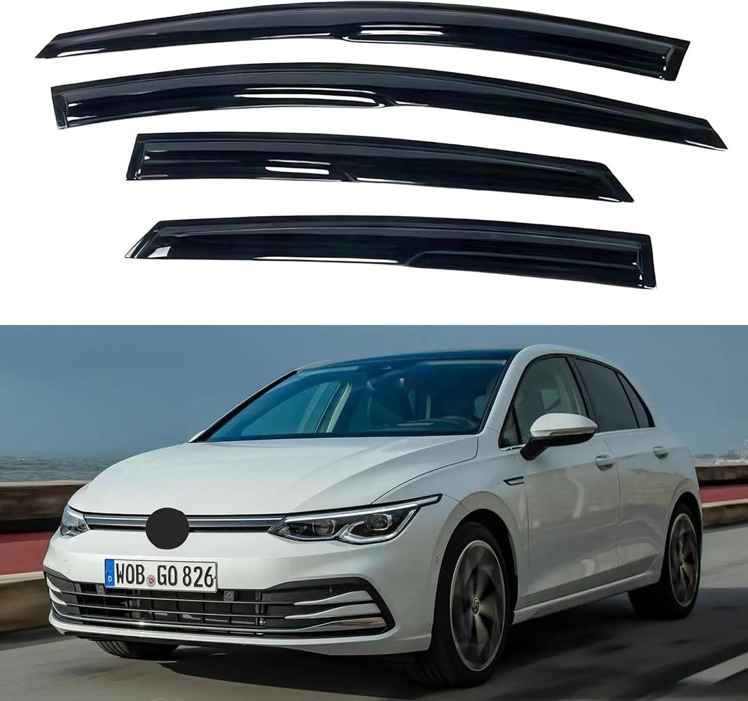 IG Window Visors Fit for 2015-2021 Volkswagen Golf, Out-Channel Rain Guards Vent Wind Deflectors 4PC, Car Accessories for 15-21 VW Golf (5-Door Only)