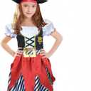 Lingway Toys Girls Deluxe Pirate Costume,Buccaneer Princess Dress for Kids (XS 3-4)