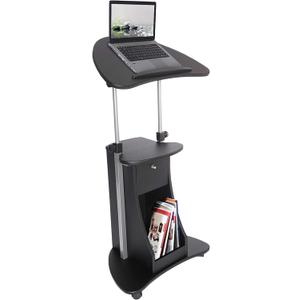 Techni Mobili Sit-to-Stand Mobile Medical Laptop Computer Cart, Black, Adjustable Height, B005
