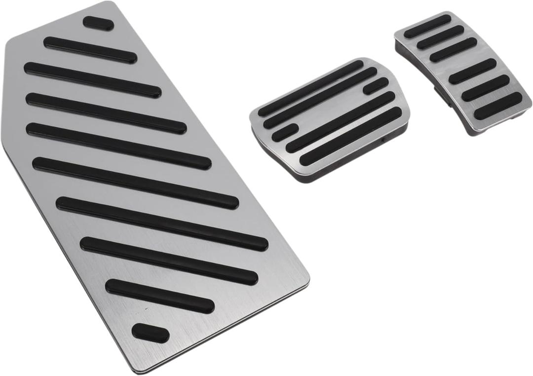 3 Pcs Automatic Foot Pedal Pads Foot Accelerator Pedal Covers for Ford Edge 2023 Aluminum Alloy Silver Tone