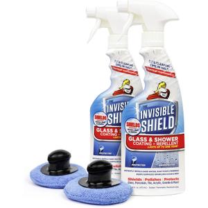 Invisible Shield Protective Glass Shower Coating for Showers, Mirrors, Windows, Tile to Repel Soap Scum and Hard Water Minerals for Easier Cleaning (2 Pack) 16 oz