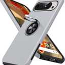 2 x JAME for Google Pixel 9 Pro XL Case, Slim Fit Phone Cover with Metal Ring Holder Kickstand Stand, Dual Layer Military Grade Shockproof Protective Phone Case for Google 9 Pro XL 6.8", Silver