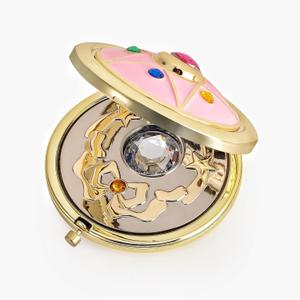 Travel Compact Mirror, Cosmetic Makeup Folded, Anime Star Crystal Design, Pocket Size for Travel, Cosplay Prop for Women Girls Friends (7cm) (2.8"L x 2.8"W)