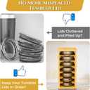 7-Tier Bamboo Tumbler Lid Organizer for kitchen Cabinet - Water bottle lid Organizer for cabinet - Vertical Coffee Lid Storage Organization - Tumbler Lid Storage Rack