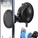 PROfezzion Magnetic Shower Mirror Phone Holder Reusable Suction Cup Phone Mount Compatible with iPhone 17 16 15 14 13 12 & All Phones, Rotating Stand for Glass Window Bathroom Kitchen, Black