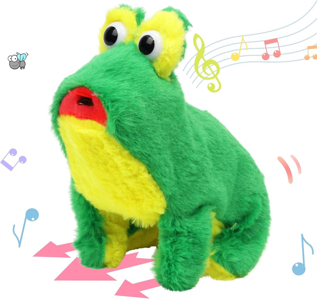 Hopearl Jumping Croaking Frog Interactive Electronic Pet Leapfrogging Plush Toy with Sounds and Movements Animated Stick Out Tongue Frog Gifts for Toddlers Birthday, 6''