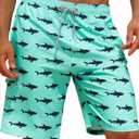 APTRO Men's Swim Trunks 9" Quick Dry Bathing Suit Big & Tall Beach Swimsuits (3X, #Hw015 Green Shark)