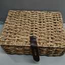 Novabright 2 Pcs Seagrass Storage Basket Box with Lid Decorative Box Storage Basket with Lid Rectangular Woven Shelf Baskets Bins for Table Home Decor Organize, 14.7 x 11 x 5 & 11 x 8 x 4 Inch