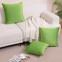 Krifey Throw Pillow Covers Velvet Spring Decorative Square Pillowcase Soft Cushion Case for Couch Bedroom 18x18 Inch Apple Green, Pack of 2