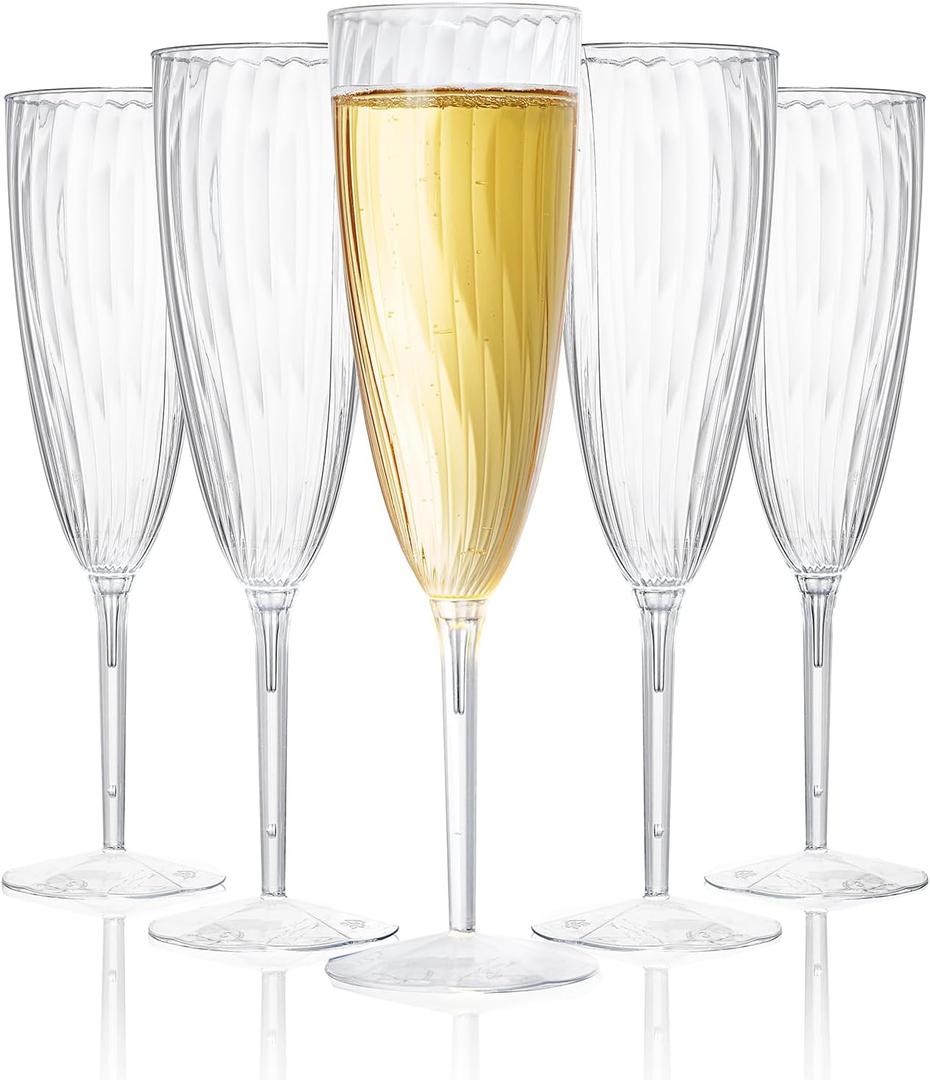 6 Oz Plastic Champagne Flutes 16 Pack Disposable Champagne Glasses Reusable Plastic Cocktail Cups for Home Daily Life Party Birthday Wedding Toasting Drinking Champagne
