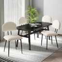 VECELO Stacking Dining Chairs Set of 4, Curved Backrest, Beige, 4 Pack