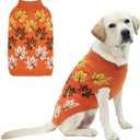 KOOLTAIL Fall Dog Sweater, Thanksgiving Dog Sweater with Autumn Maple Leaf Pattern, Cold Weather Pet Knitted Winter Coats Clothes Turtleneck Pullover for Small Medium Large Dogs Cat Boy Girl, Orange L