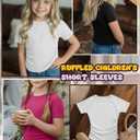 4 Pack Girls Short Sleeve Shirts Kids Side Ruched Ribbed Knit Tops Crew Neck Slim Fit Tees Summer Cute 5-14 Years