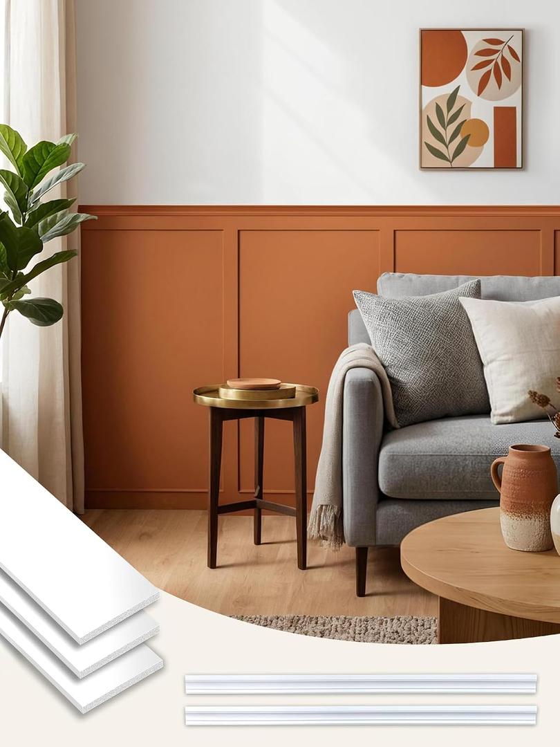 Upick Wall Panels Board and Batten Kit, Paintable PS Wainscoting Paneling for Accent Wall 120" x 43"