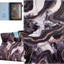 DTangLsm for Amazon Kindle Fire HD 10 Case & Fire HD 10 Plus Tablet (13th/11th Generation, 2023/2021 Release) 10.1" - Slim PU Leather Stand Cover for Fire HD 10 Tablet Case 2021, Black Marble