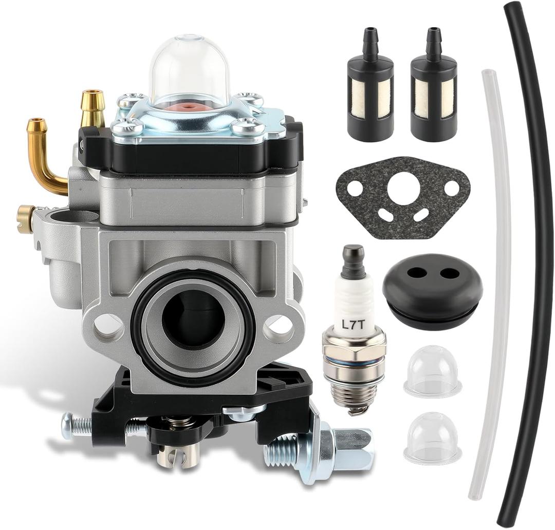 AUTOKAY Carburetor Replace 4082 for Jiffy Ice Auger Jiffy 2 Cycle Engines Carb w/Gasket Fuel Filter Check Valve Fuel Line