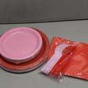 96Pcs Pink Red Birthday Party Decorations Red and Pink Plates and Napkins Disposable Solid Color Paper Tableware Set for Girls Women Birthday Mother's Day Bridal Shower Party Supplies Serves 24