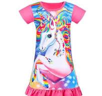 Kid Girls Nightgown Night Dress Unicorn Rainbow Princess Pajamas Sleepwear Nightie