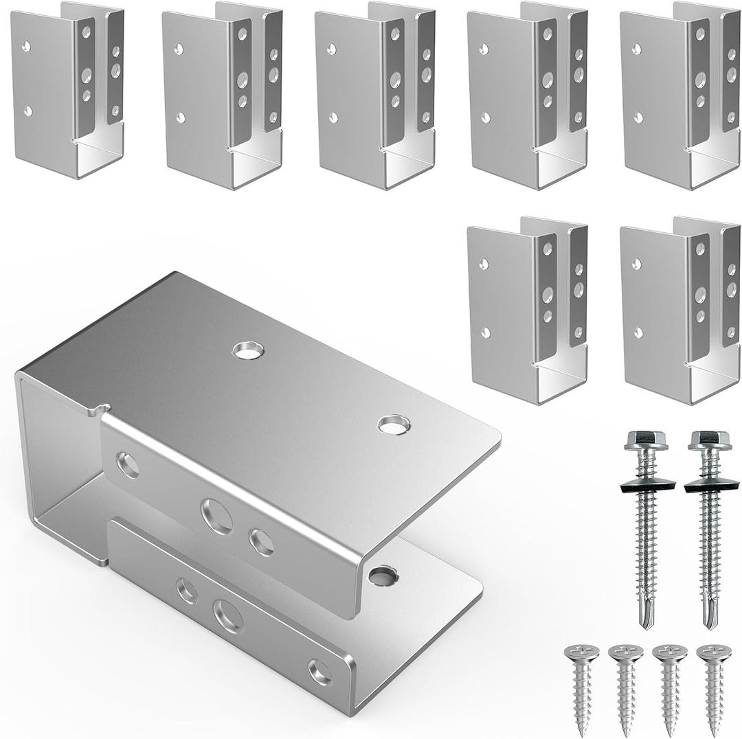 Concealed Joist Hanger(8 PCS),2"x4" Galvanizing Steel Outdoor Concealed-Flange Joist Bracket with Screws, Concealed-Flange Hanger Bracket for 2"x4" Beam,Swing, Fence,Handrail