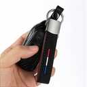 KeeForthewin American flag 3-Color Flag Stripe Embroidery Leather gun-black Keychain Ring for All CAR (American flag 3-Color)