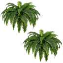 KEGYYEL Fake Ferns - Set of 2 Artificial Fern,35 Leaves for Each Bouquet - Indoor/Outdoor Faux Boston Fake Fern Bush Plant for Home, Office, Garden Decoration.33Inch…