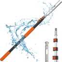 Buyplus Pool Pole - Upgraded 16 Foot Telescopic Extendable Swimming Pool Pole with 4-16FT Aluminium Heavy Duty Extension Pole for Skimmer Nets, Rakes, Brushes and Vacuum Heads, Universal 1.25", Orange
