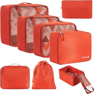 BAGAIL 8 Set Packing Cubes Luggage Packing Organizers for Travel Accessories-Orange