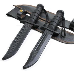 RTCT Polypropylene Training Daggers Leatherneck S/F Trainer (2 Pack) Black Plastic Blade Lightweight Self Defense Safe Easy Fun Cosplay Combat Military Martial Arts Knife Sheath Included