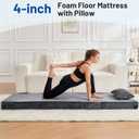 Memory Foam Camping Mattress Pad with Pillow - Extra Thick 4 Inch Sleeping Pad for Camping, Waterproof Roll Up Cot Mattress Topper Bed Mat for Car Truck Tent RV, with Storage Bag