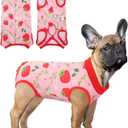SAWMONG Recovery Suit for Dogs After Surgery, Dog Recovery Suit Breathable Polyester, Pet Spay Surgical Suit Female Male, Dog Onesie Body Suit Substitute E-Collar Cone(Strawberry,S) (Strawberry(1 Pc))