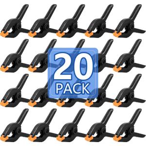 20 Pack 6 inch Plastic Spring Clamps, Black Heavy Duty Clips, Backdrop Clips, Plastic Clamps for Crafts, Backdrop Stand, Woodworking, Photography