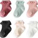 DRESHOW BQUBO Baby Girls Toddler Anti Slip Socks - Cute Frilly Ruffle Grip Ankle Socks for Infant Toddler,Size: 0-6 Months