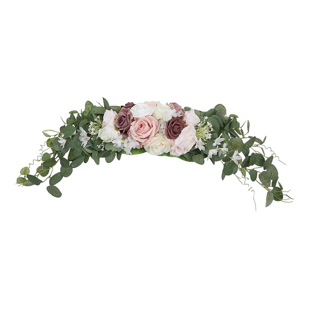 Flower Garland Artificial Rose Vine Flowers Hanging Fake Roses Vines for Wedding Birthday Party Valentines Christmas Room Wall Arch Decor,  Set of 2