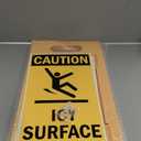 SmartSign 25 x 12 inch Caution - Icy Surface Two-Sided Folding Floor Sign with Symbol, Digitally Printed Polypropylene Plastic, Black and Yellow