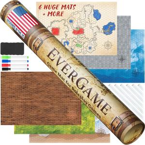 Dungeons & Dragons Game Mats - 24x36 - Ultimate DND Board Game Battle Maps w/ 6 Unique Terrains & Storage Tube - 1" Hex Grid - Epic Role Playing Gaming Experience