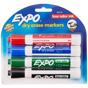EXPO Original Dry Erase Markers, Chisel Tip, Assorted Colors, 3 Packs of 4, 12 Markers Total