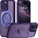 MOCCA Design for iPhone 16 Pro Max Case with Magnetic Invisible Stand [Full Camera Protection] [Compatible with Magsafe] Military Drop Shockproof Translucent Matte Phone Case Cover 6.9",Deep Purple