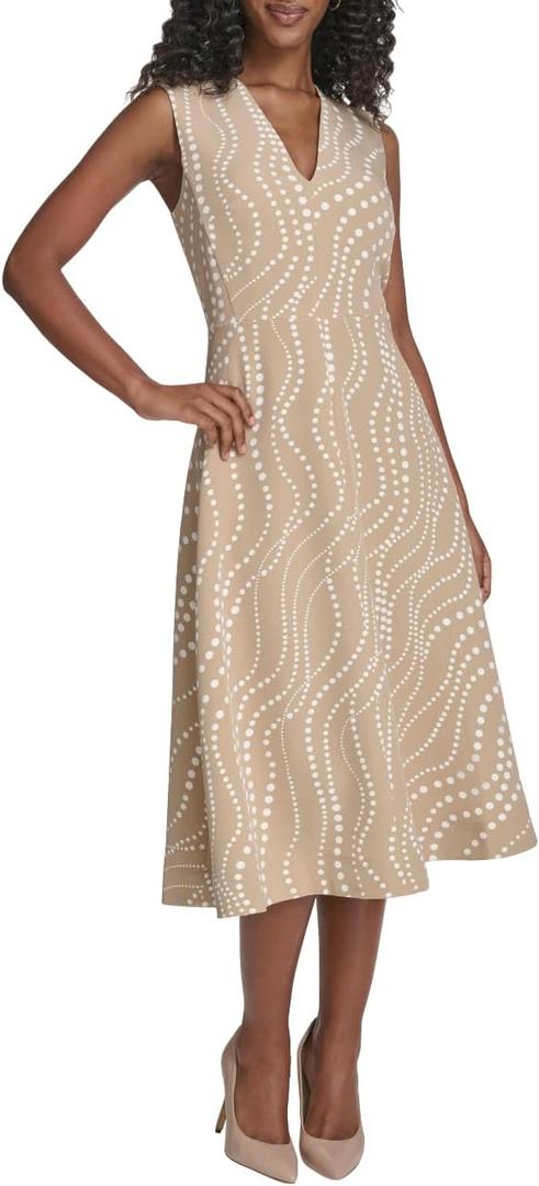 Tommy Hilfiger Women's Sleeveless V-Neck A-line Midi Dress (4)