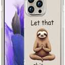 Compatible with iPhone 15 Pro Max Case Clear Cute for Women - Rugged Phone Cases Funda Protector Cover Skin (Brown Bradypod Sloth Meditating)