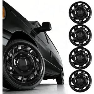 F8UZ-1130-AA Hubcaps Compatible with 1998-2023 Ford Econoline Van E-150 E-250 E-350 E-450 16 inch Wheel Cover Replace F7UZ-1130-AA F8UA-1130-AA F7UA-1130-AA, Set of 4 Packs (Black)